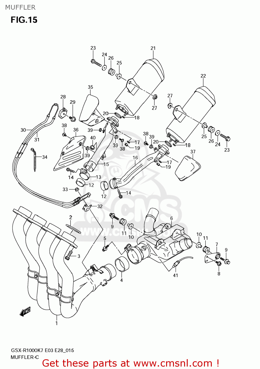 MUFFLER GSXR1000 2008 (K8) USA (E03)