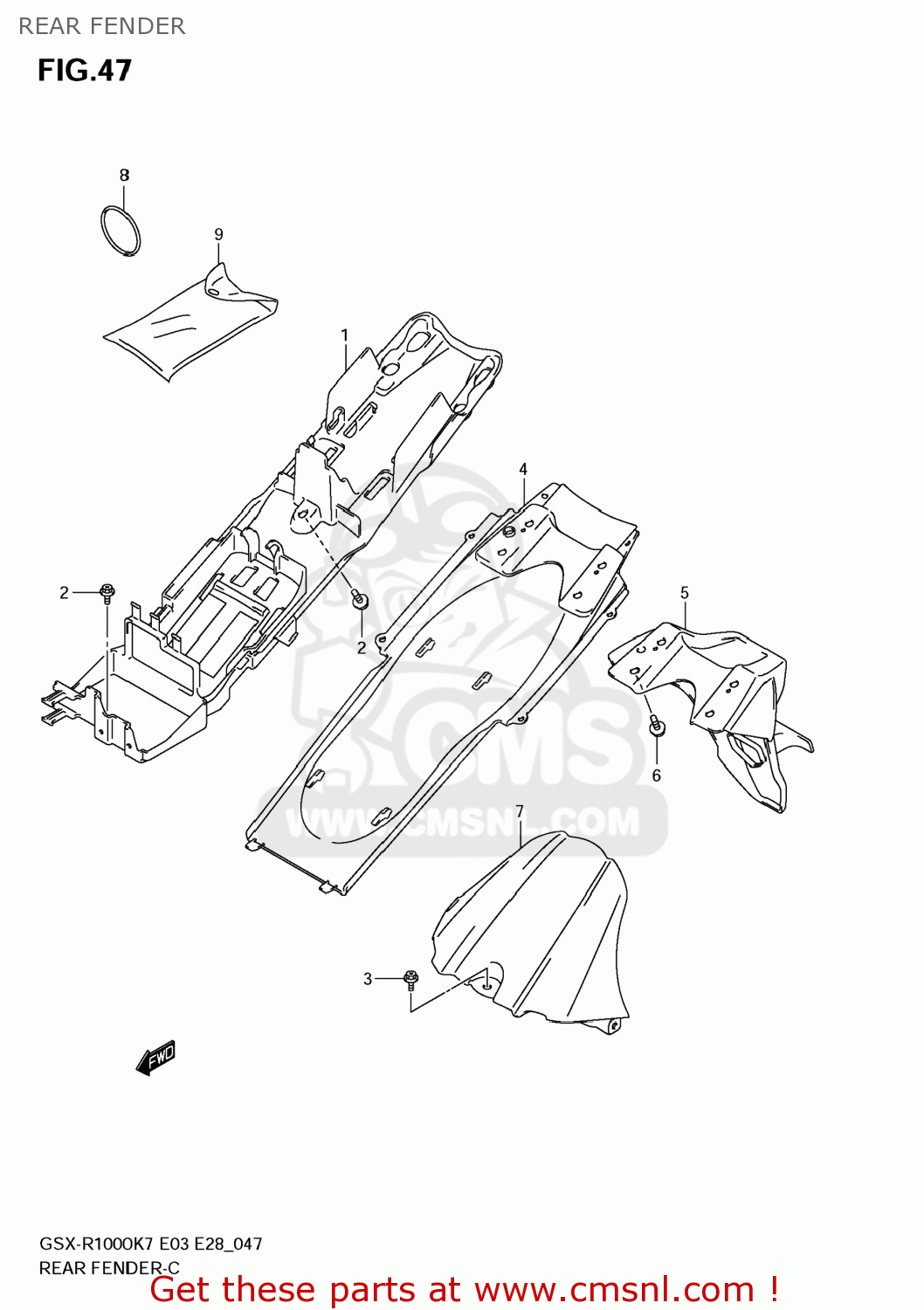 REAR FENDER GSXR1000 2008 (K8) USA (E03)