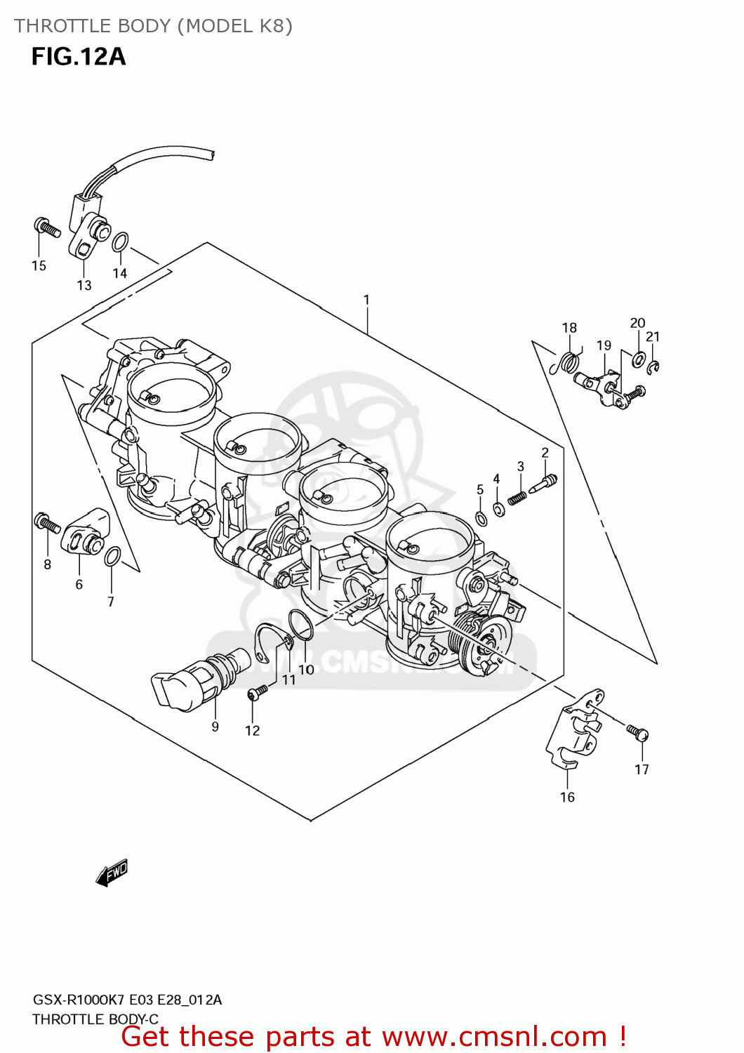 THROTTLE BODY (MODEL K8) GSXR1000 2008 (K8) USA (E03)
