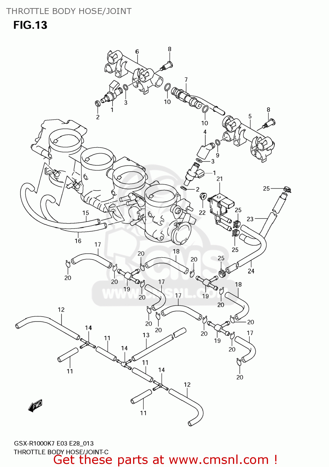 THROTTLE BODY HOSE/JOINT GSXR1000 2008 (K8) USA (E03)