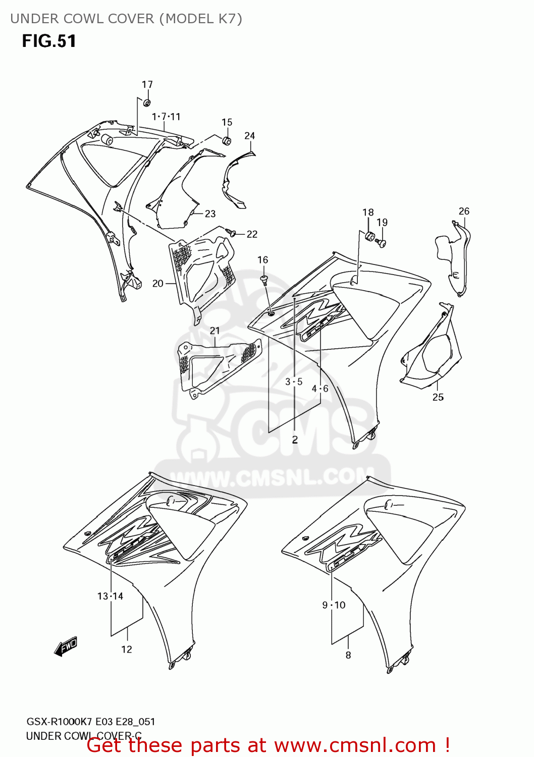 UNDER COWL COVER (MODEL K7) GSXR1000 2008 (K8) USA (E03)