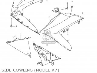 SIDE COWLING (MODEL K7) - GSXR1000 2008 (K8) USA (E03)