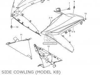 SIDE COWLING (MODEL K8) - GSXR1000 2008 (K8) USA (E03)
