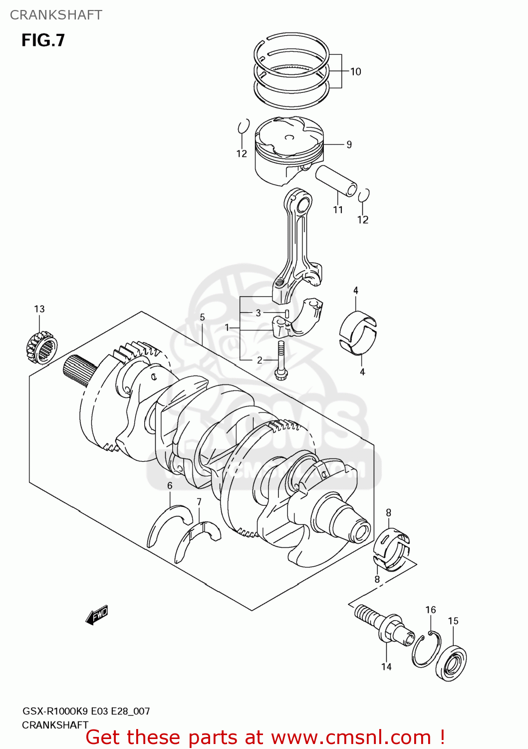 CRANKSHAFT GSXR1000 2009 (K9) USA (E03)