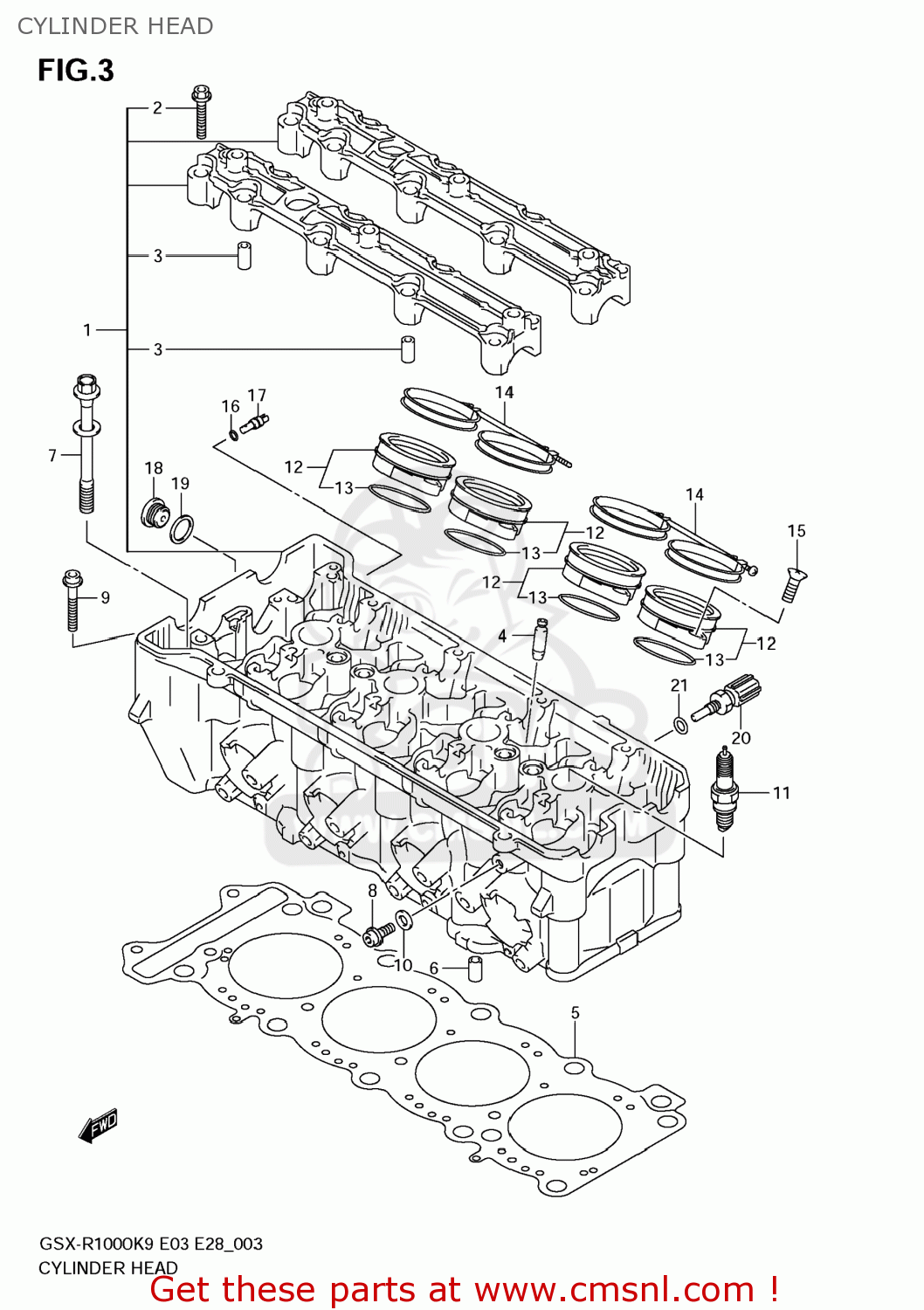 CYLINDER HEAD GSXR1000 2009 (K9) USA (E03)