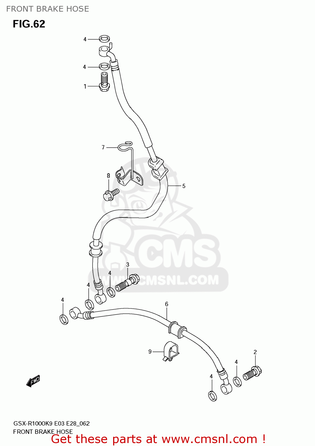 FRONT BRAKE HOSE GSXR1000 2009 (K9) USA (E03)
