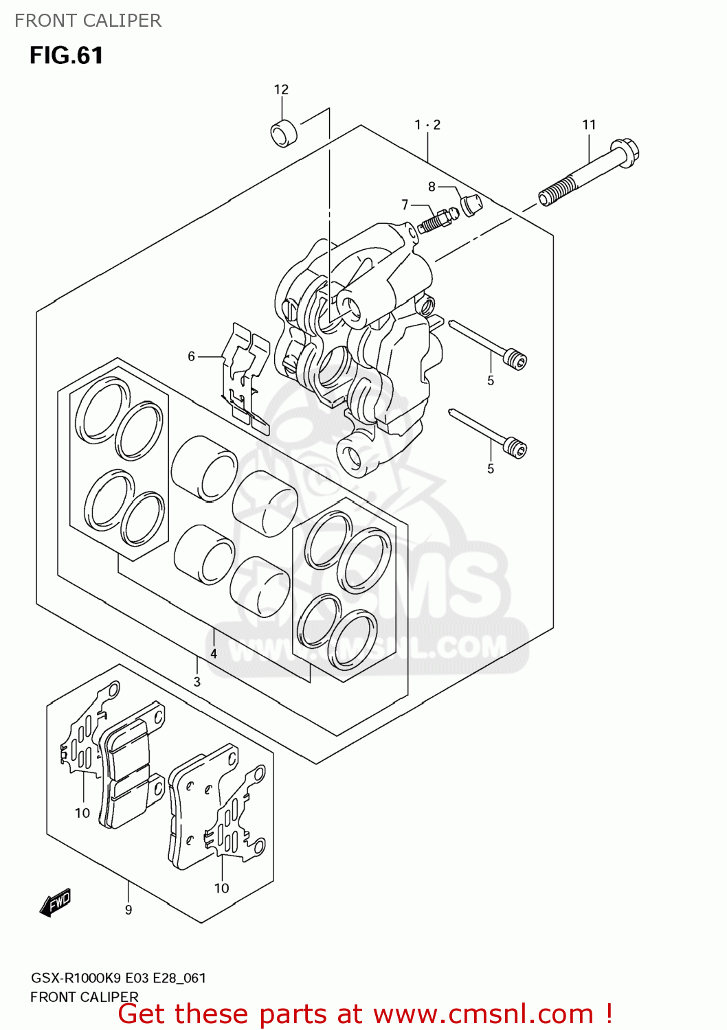 FRONT CALIPER GSXR1000 2009 (K9) USA (E03)