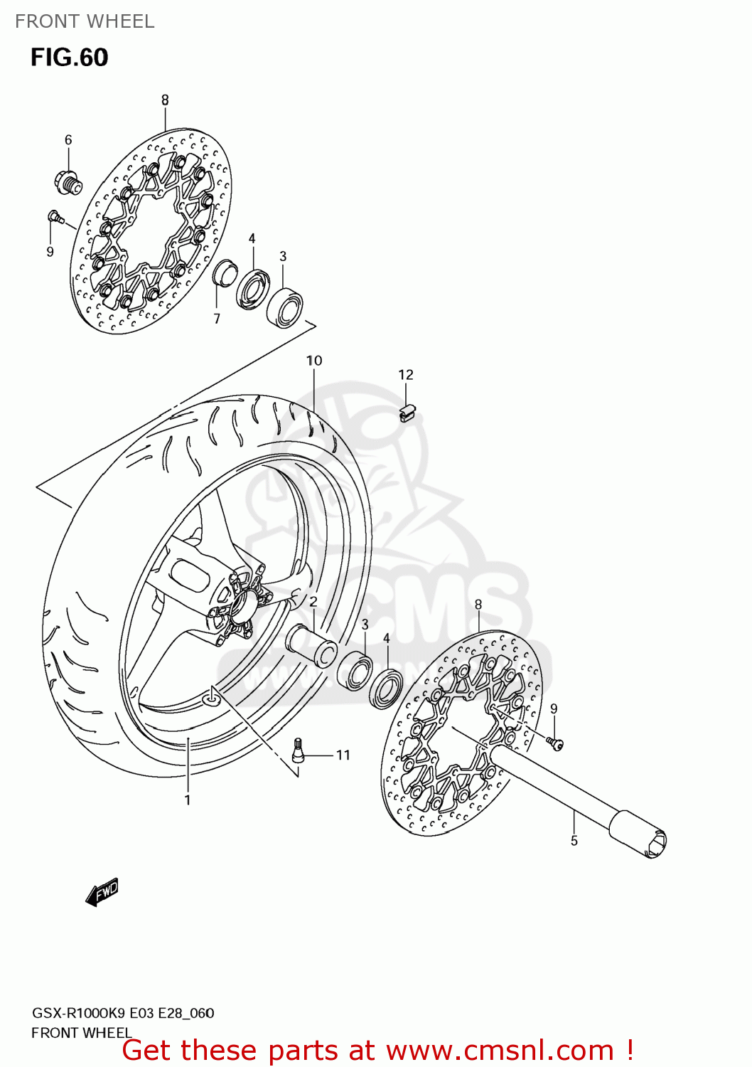 FRONT WHEEL GSXR1000 2009 (K9) USA (E03)