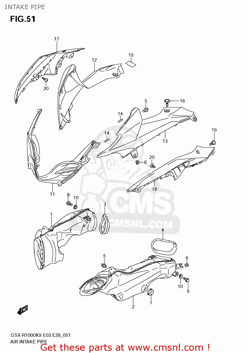 INTAKE PIPE GSXR1000 2009 (K9) USA (E03)