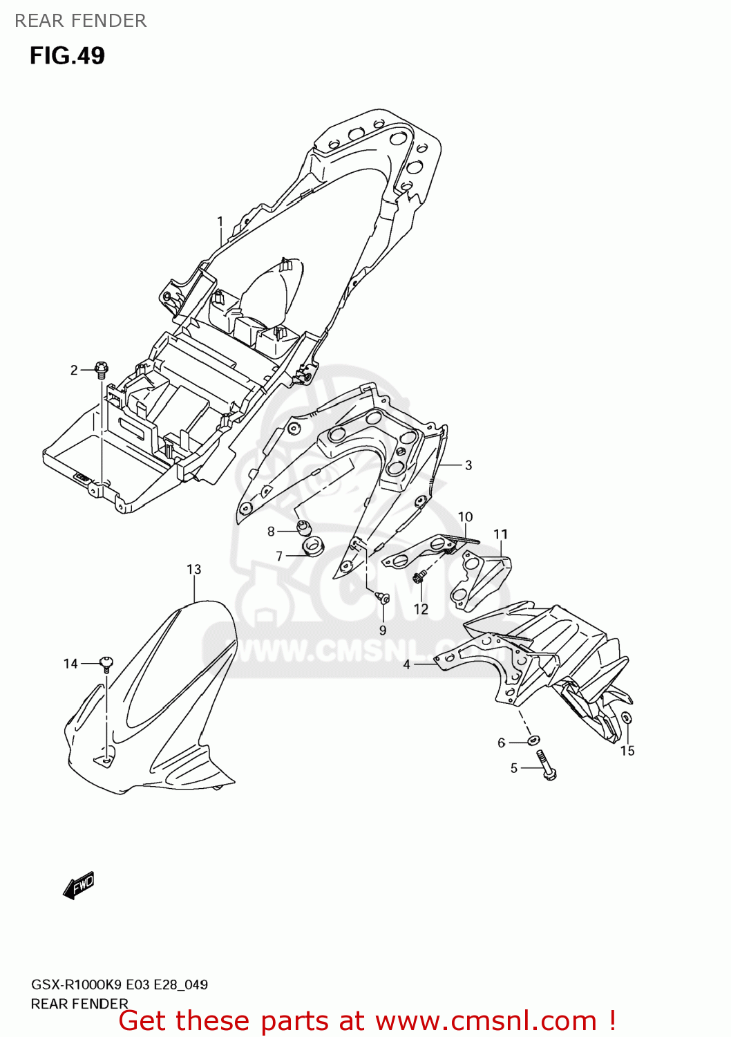 REAR FENDER GSXR1000 2009 (K9) USA (E03)