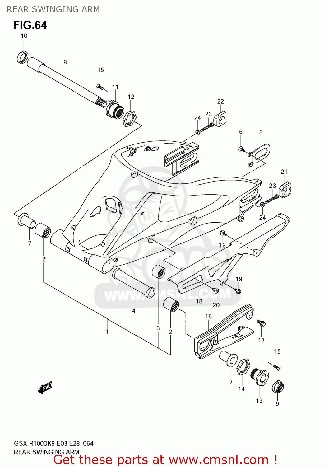 REAR SWINGING ARM GSXR1000 2009 (K9) USA (E03)