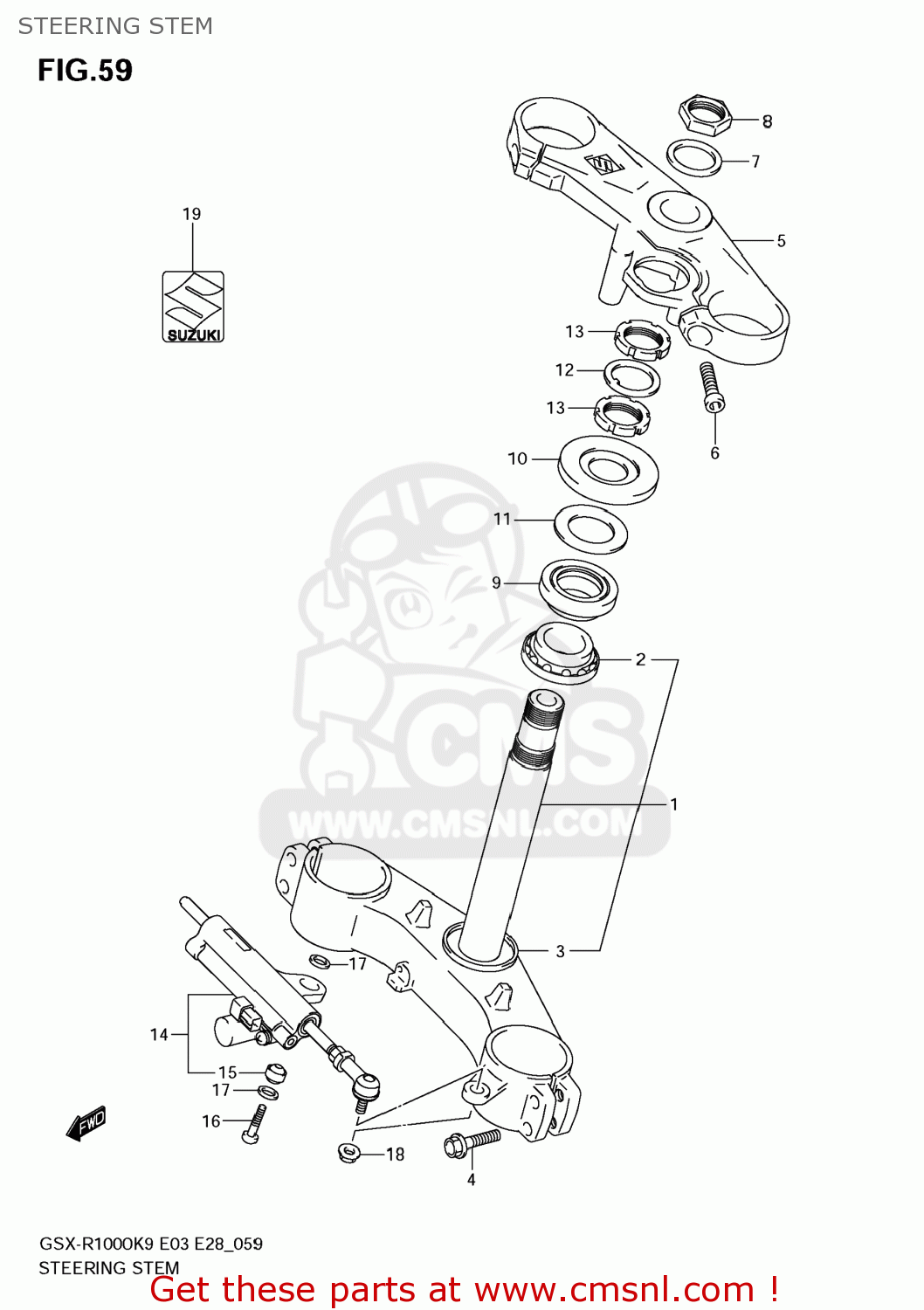 STEERING STEM GSXR1000 2009 (K9) USA (E03)