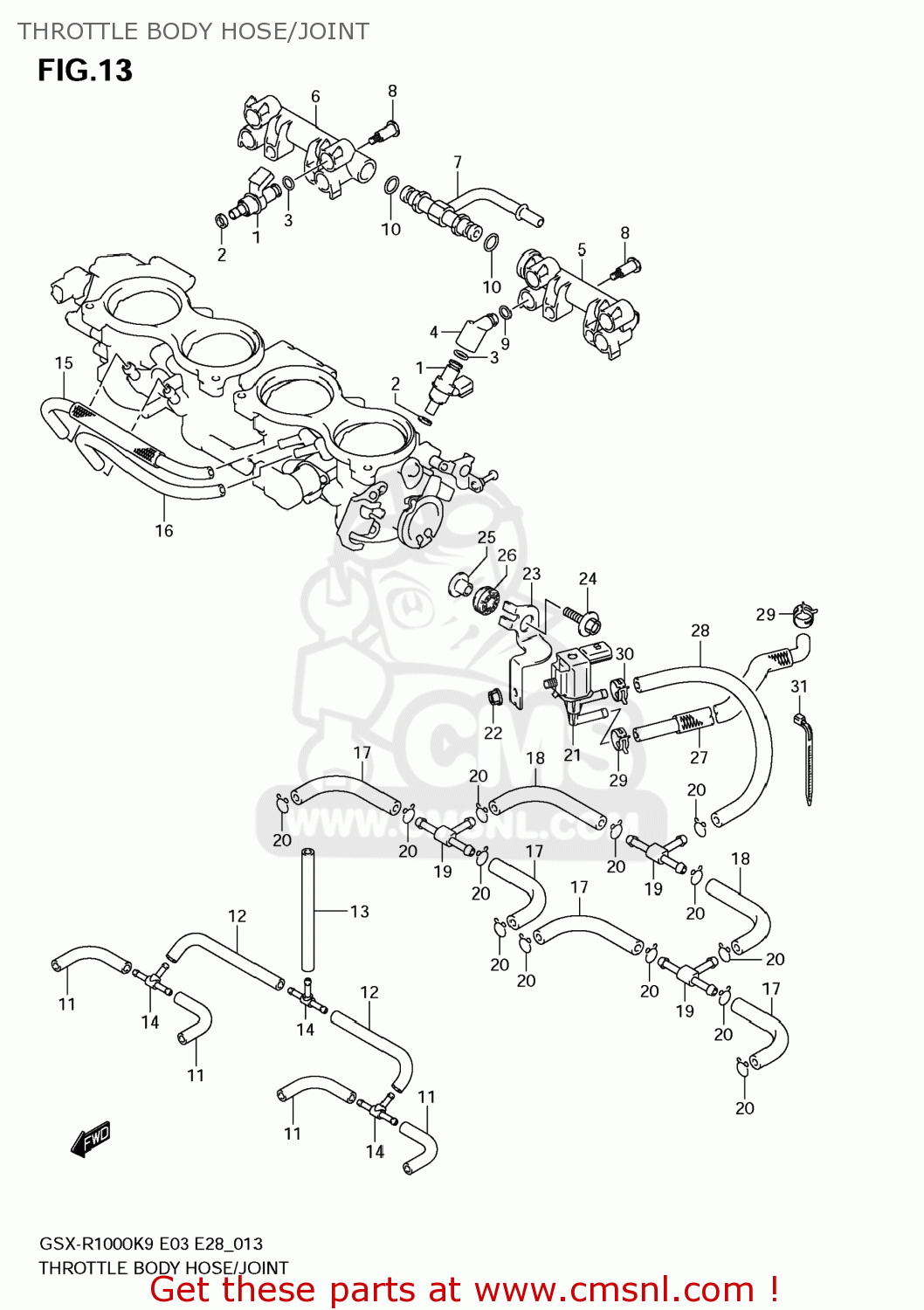 THROTTLE BODY HOSE/JOINT GSXR1000 2009 (K9) USA (E03)