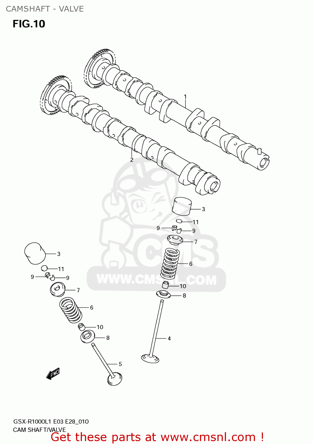 CAMSHAFT - VALVE GSXR1000 2011 (L1) USA (E03)