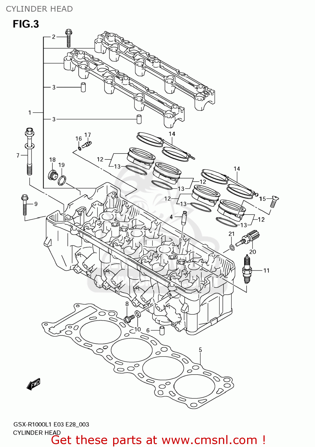CYLINDER HEAD GSXR1000 2011 (L1) USA (E03)