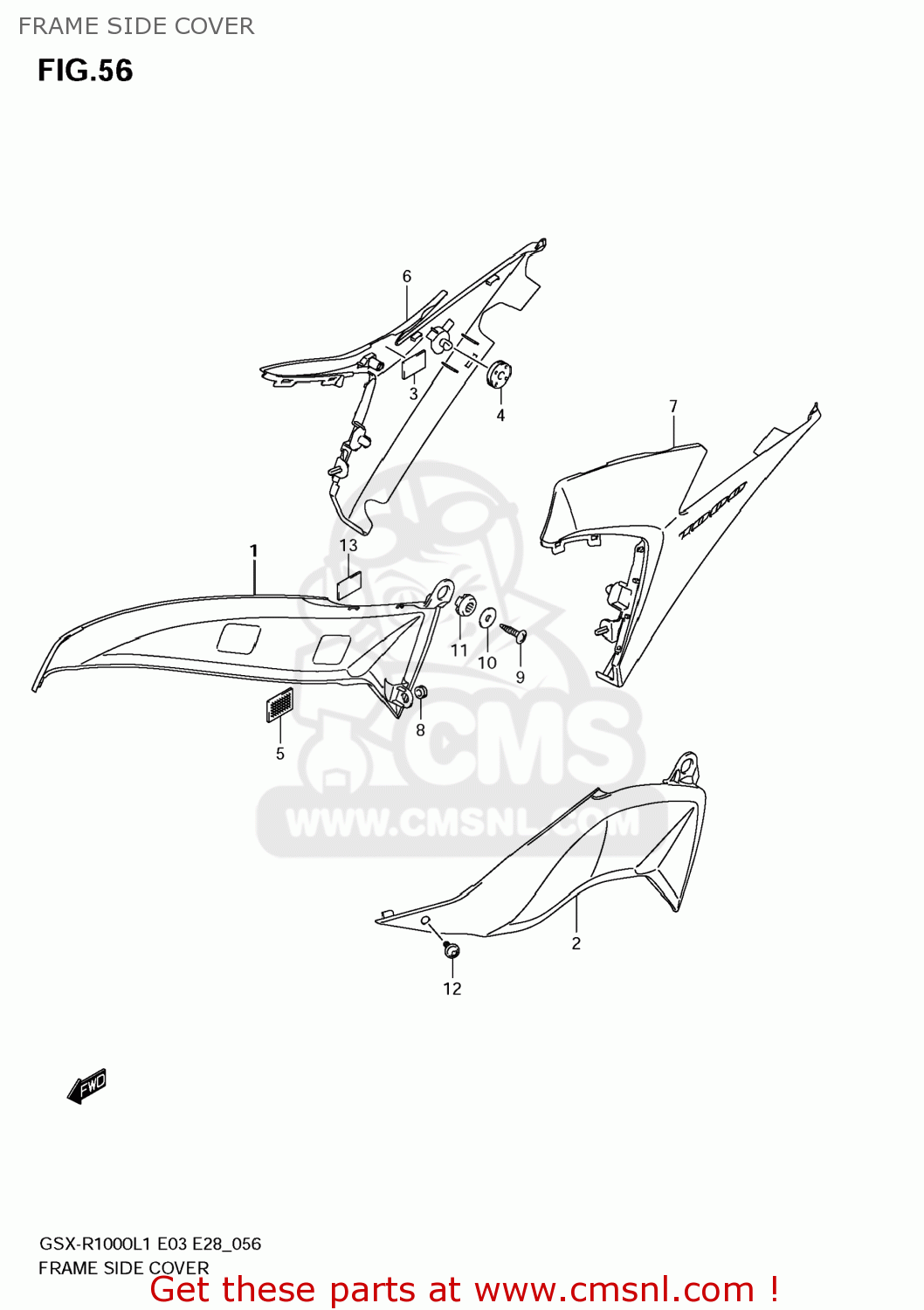 FRAME SIDE COVER GSXR1000 2011 (L1) USA (E03)