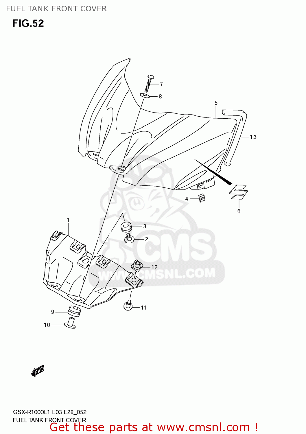 FUEL TANK FRONT COVER GSXR1000 2011 (L1) USA (E03)