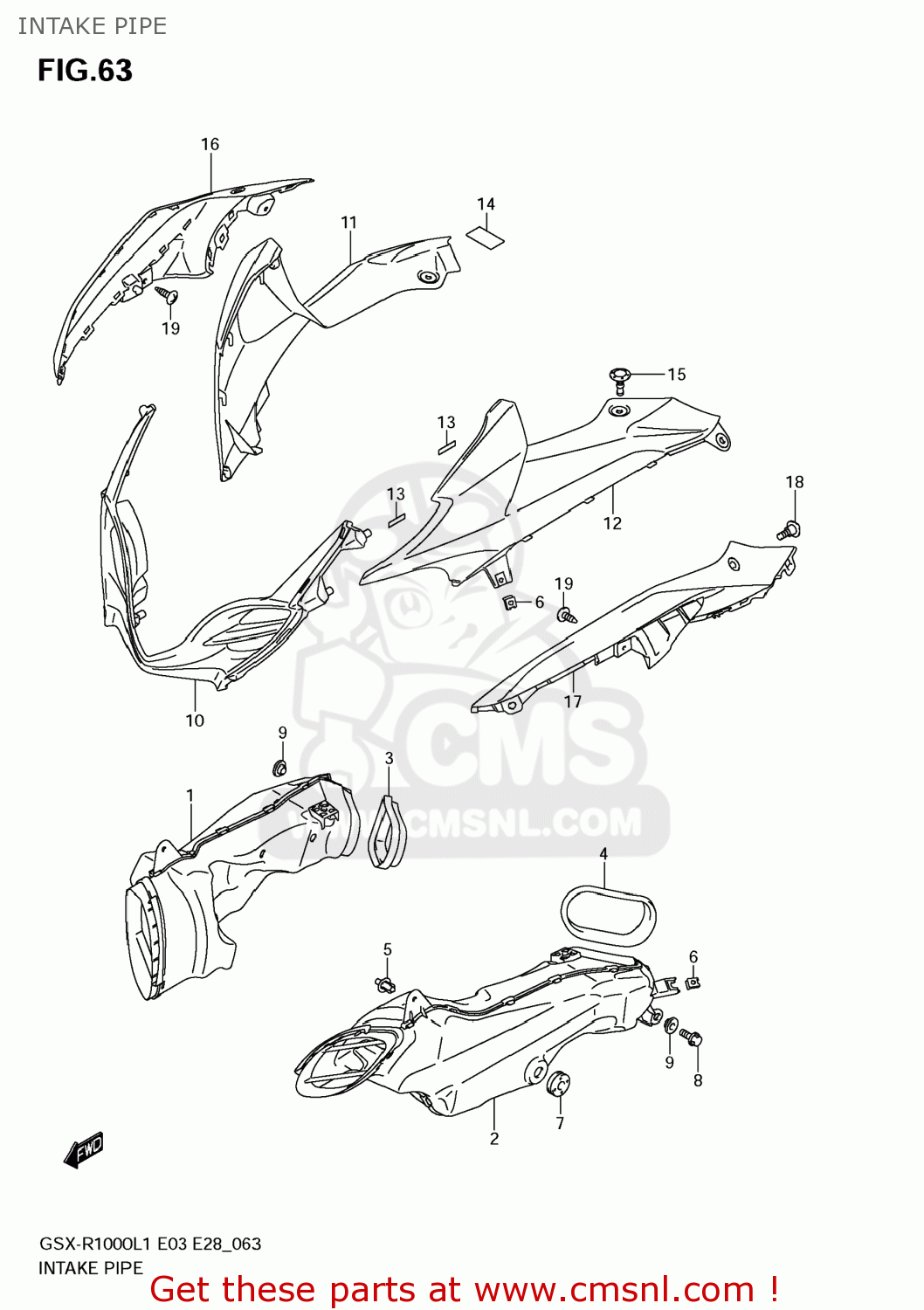 INTAKE PIPE GSXR1000 2011 (L1) USA (E03)