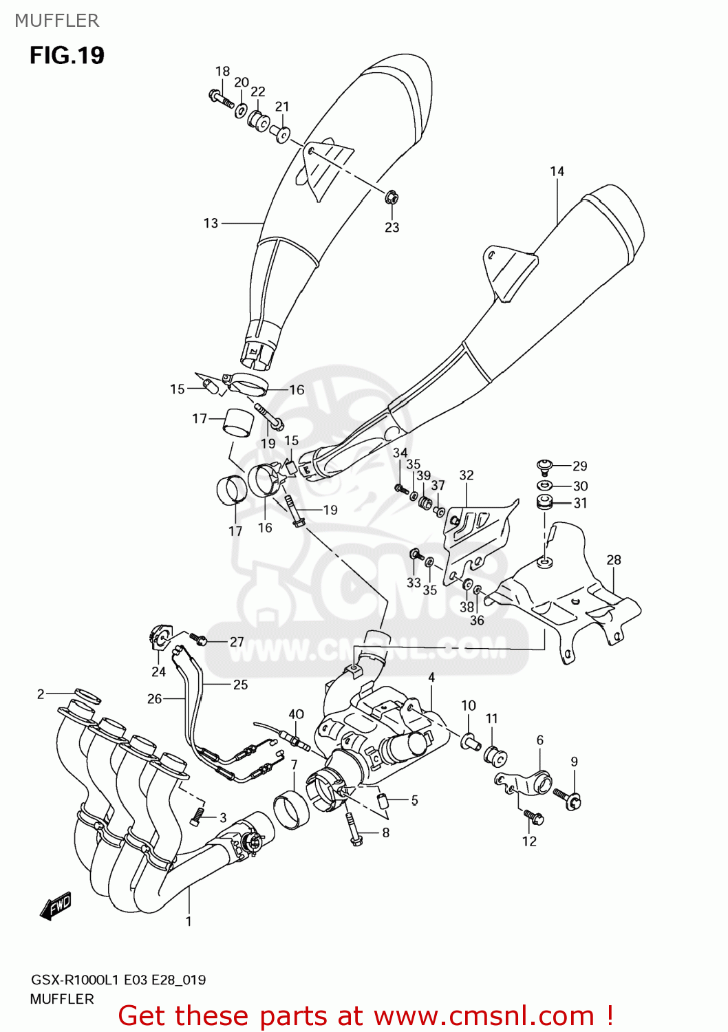 MUFFLER GSXR1000 2011 (L1) USA (E03)