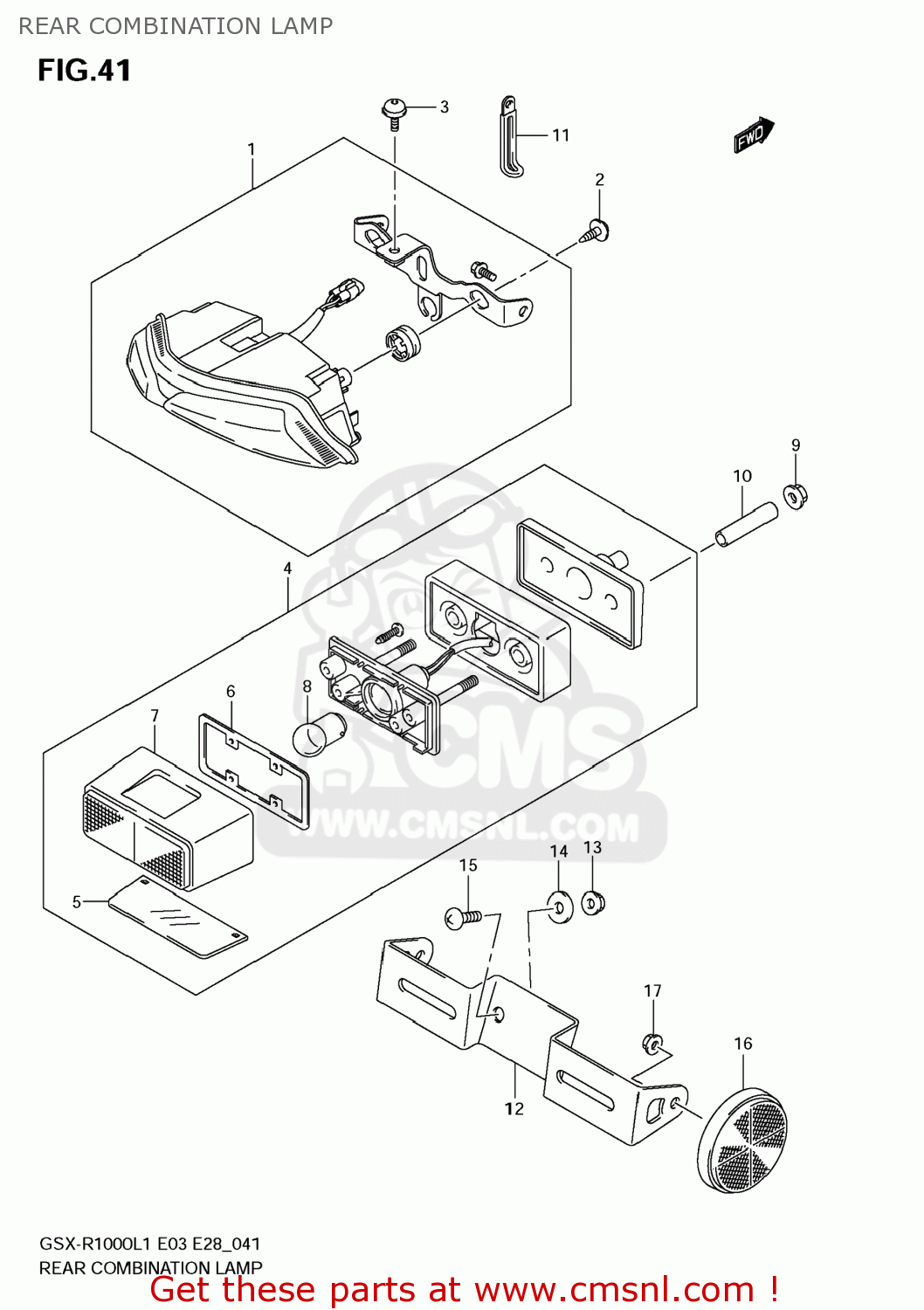 REAR COMBINATION LAMP GSXR1000 2011 (L1) USA (E03)