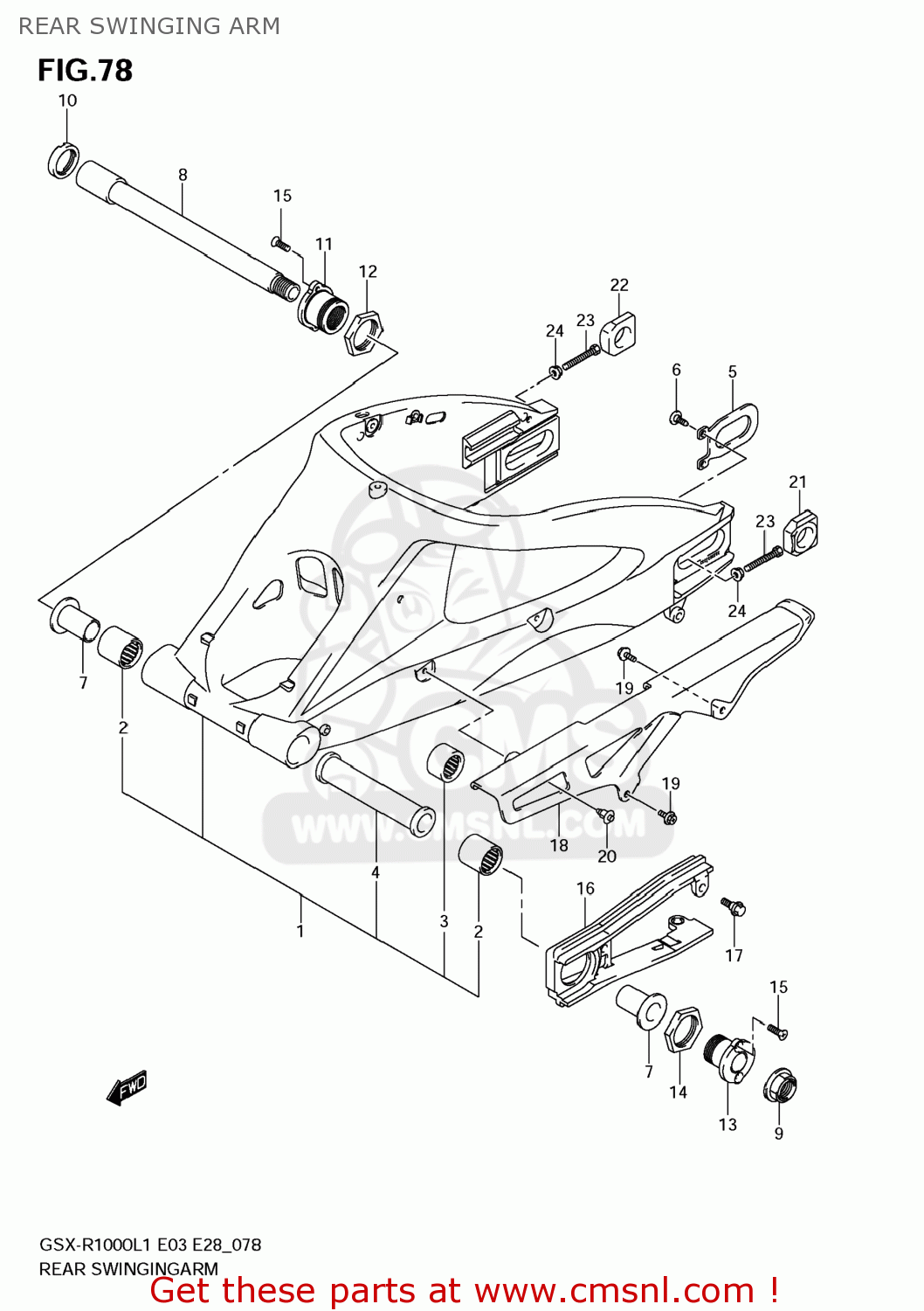 REAR SWINGING ARM GSXR1000 2011 (L1) USA (E03)