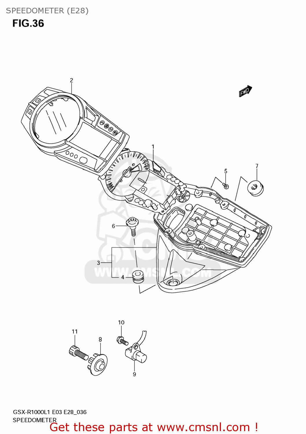 SPEEDOMETER (E28) GSXR1000 2011 (L1) USA (E03)