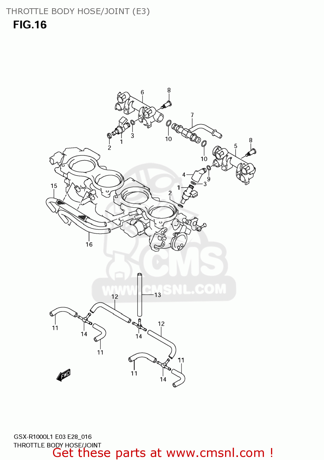 THROTTLE BODY HOSE/JOINT (E3) GSXR1000 2011 (L1) USA (E03)