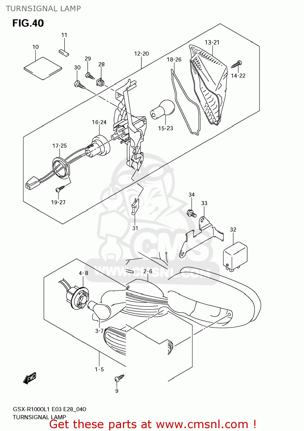 TURNSIGNAL LAMP GSXR1000 2011 (L1) USA (E03)