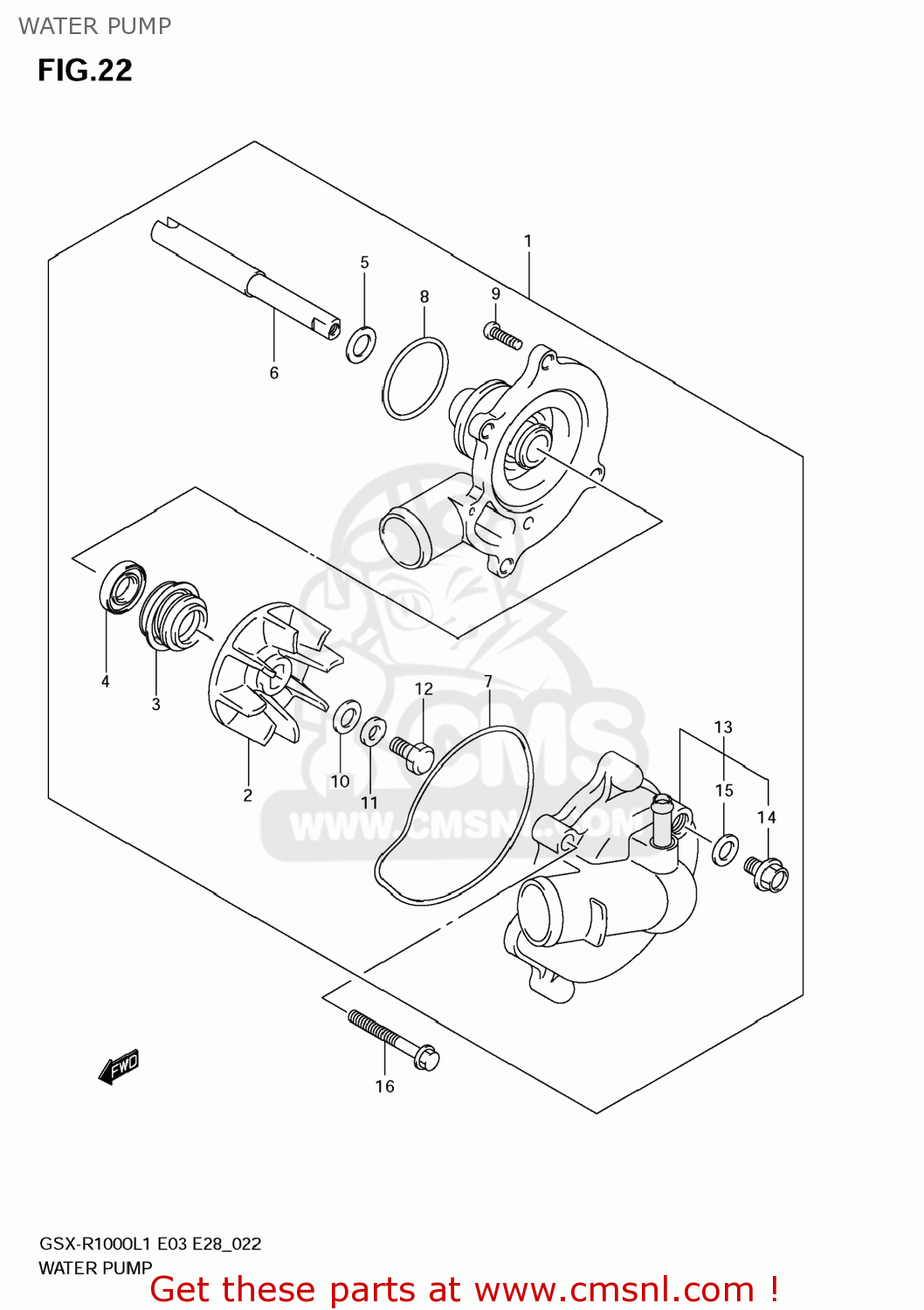 WATER PUMP GSXR1000 2011 (L1) USA (E03)