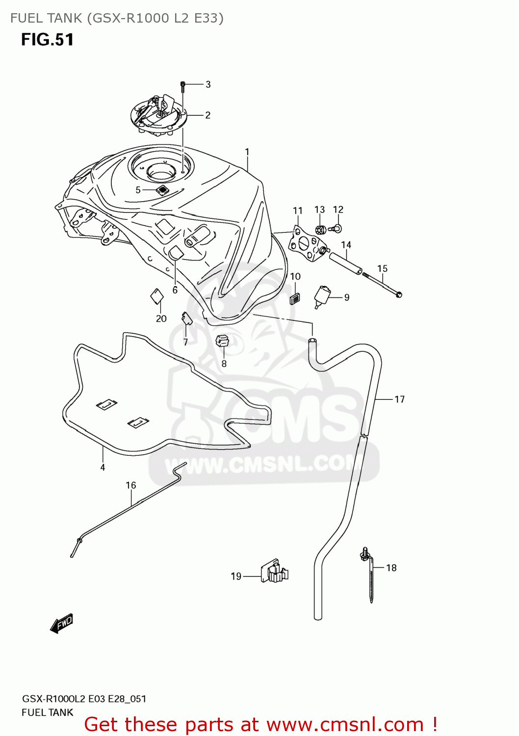 FUEL TANK (GSX-R1000 L2 E33) GSXR1000 2012 (L2) USA (E03)