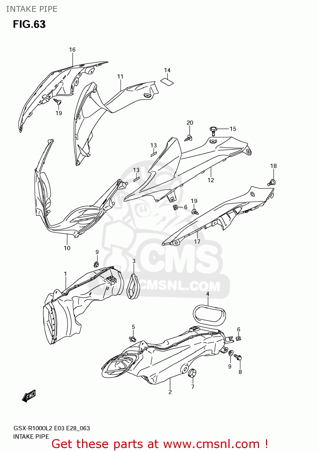 INTAKE PIPE GSXR1000 2012 (L2) USA (E03)