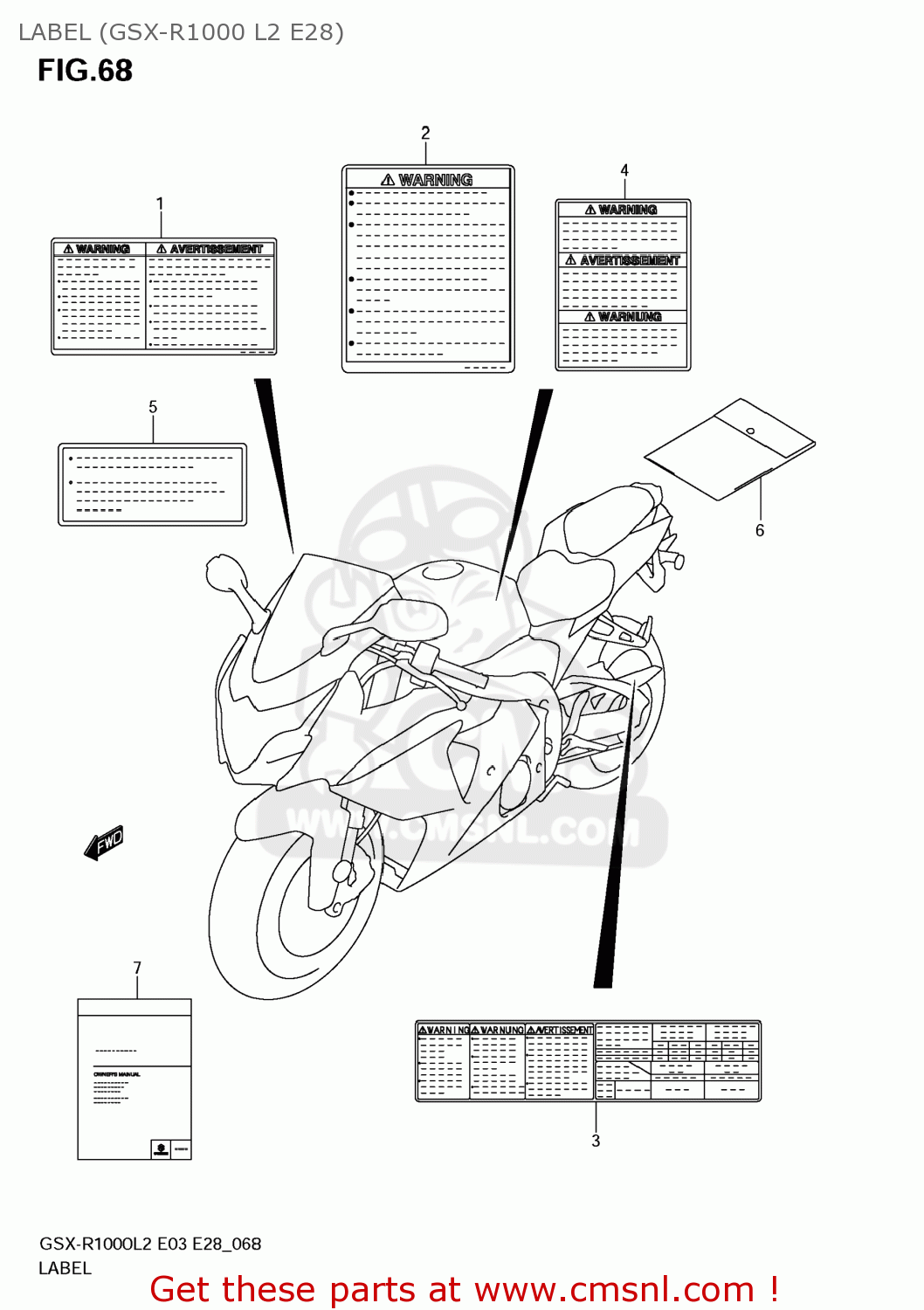 LABEL (GSX-R1000 L2 E28) GSXR1000 2012 (L2) USA (E03)
