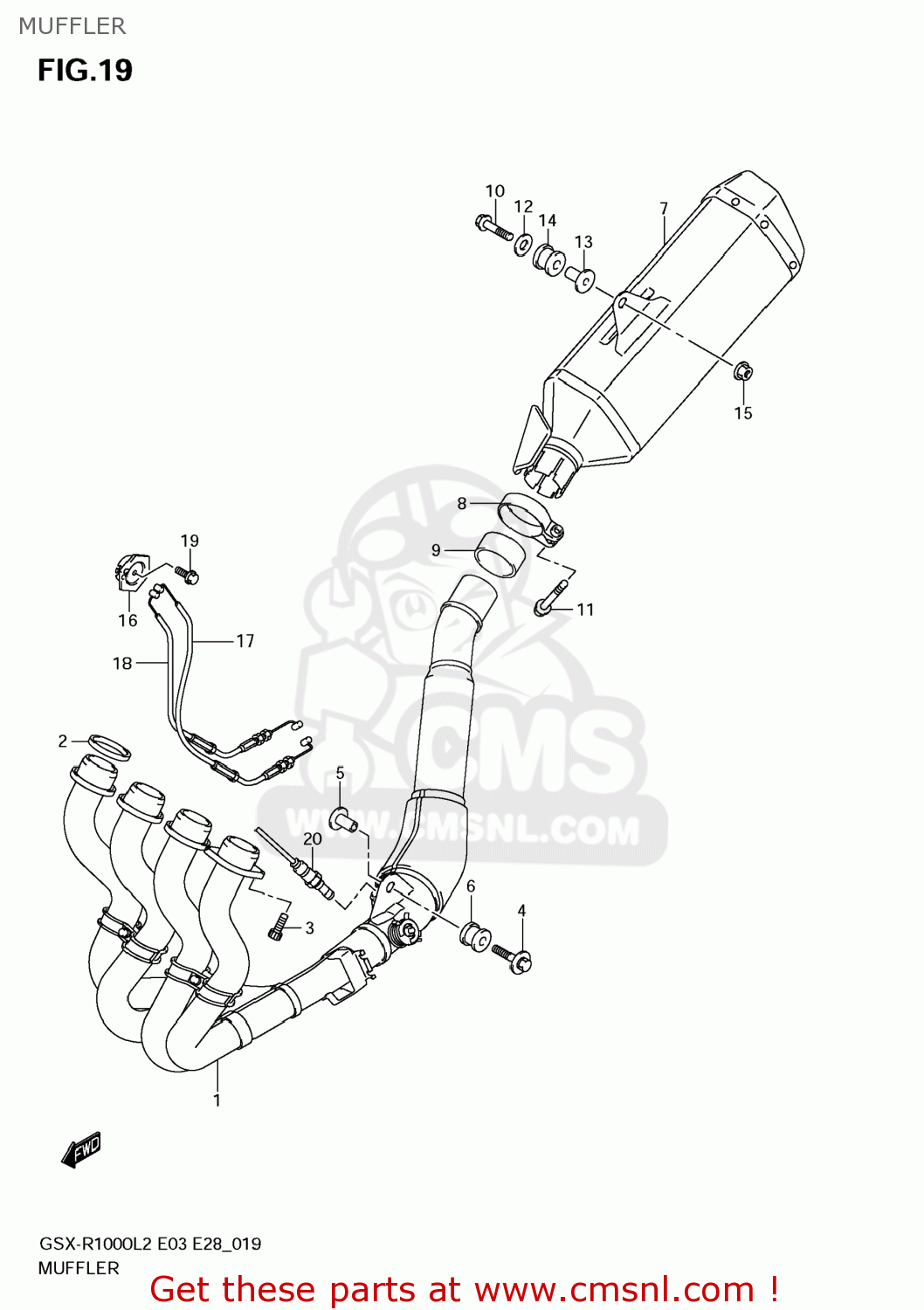 MUFFLER GSXR1000 2012 (L2) USA (E03)