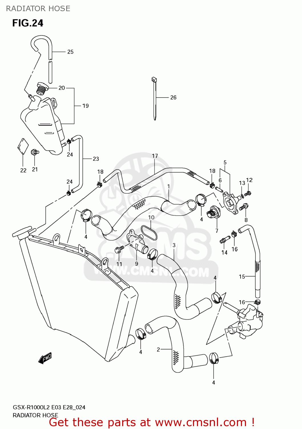 RADIATOR HOSE GSXR1000 2012 (L2) USA (E03)