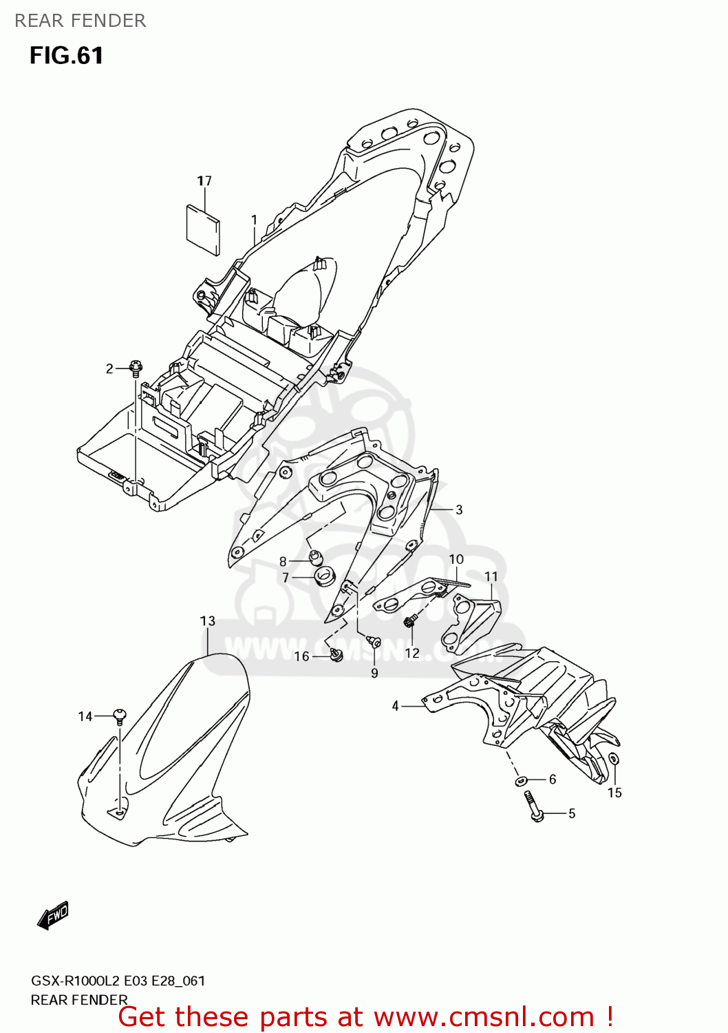 REAR FENDER GSXR1000 2012 (L2) USA (E03)