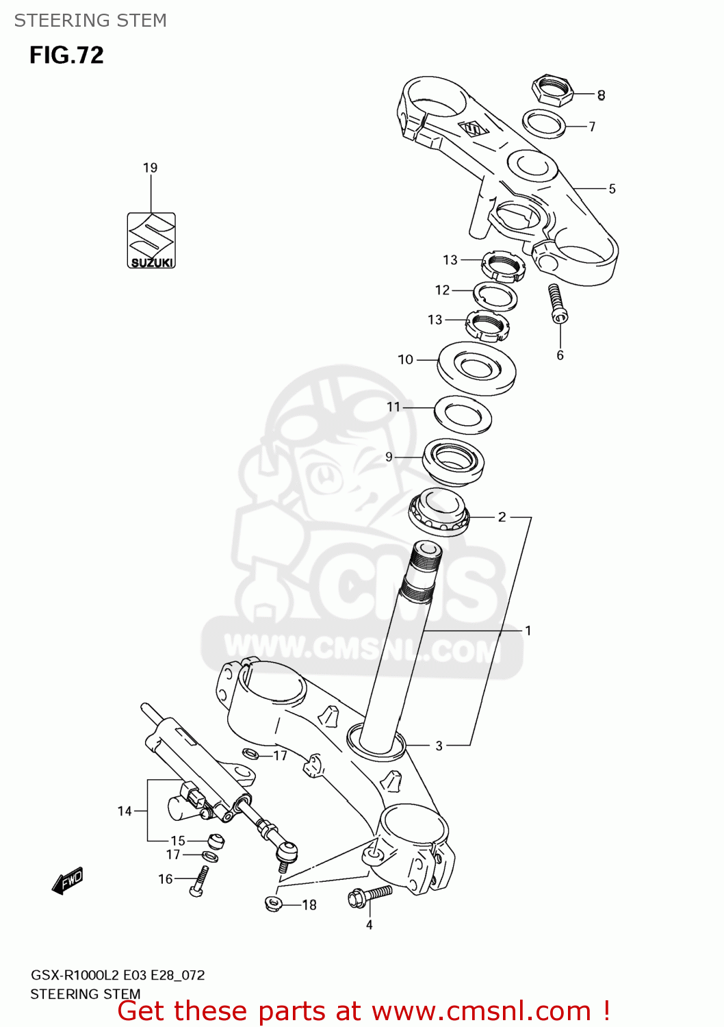 STEERING STEM GSXR1000 2012 (L2) USA (E03)