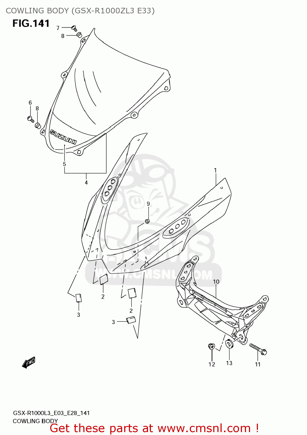 COWLING BODY (GSX-R1000ZL3 E33) GSXR1000 2013 (L3) USA (E03)