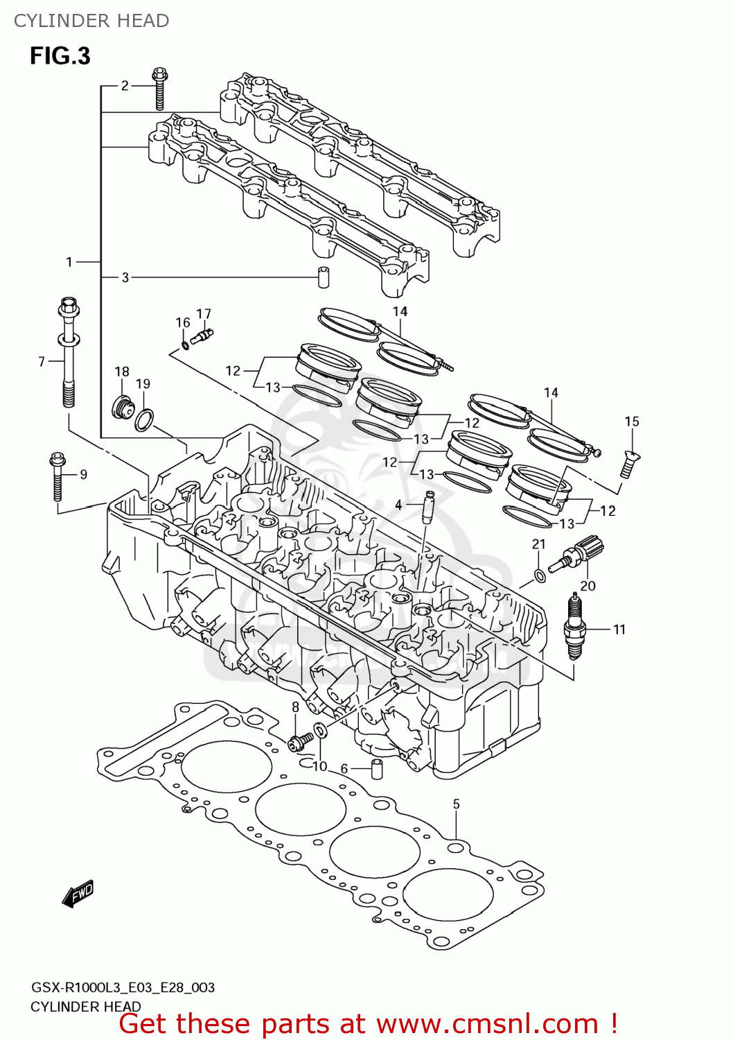 CYLINDER HEAD GSXR1000 2013 (L3) USA (E03)