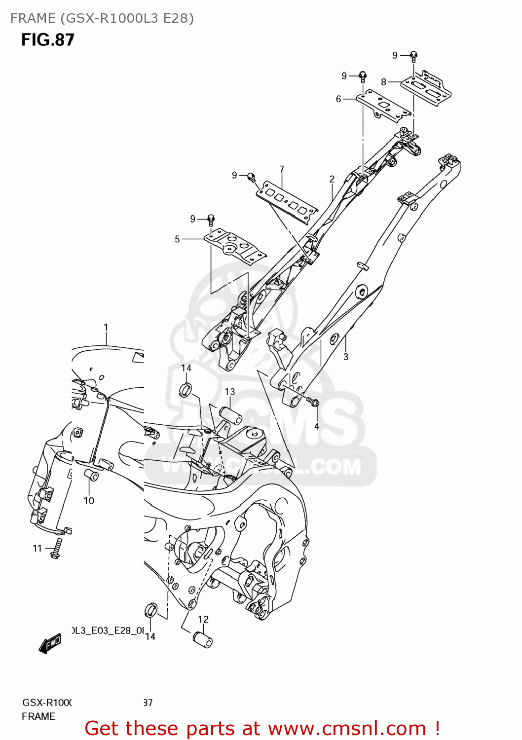 FRAME (GSX-R1000L3 E28) GSXR1000 2013 (L3) USA (E03)