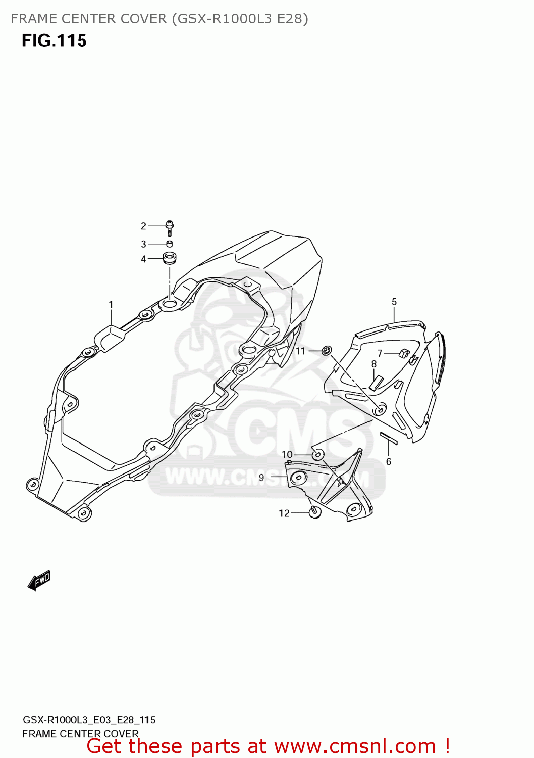 FRAME CENTER COVER (GSX-R1000L3 E28) GSXR1000 2013 (L3) USA (E03)