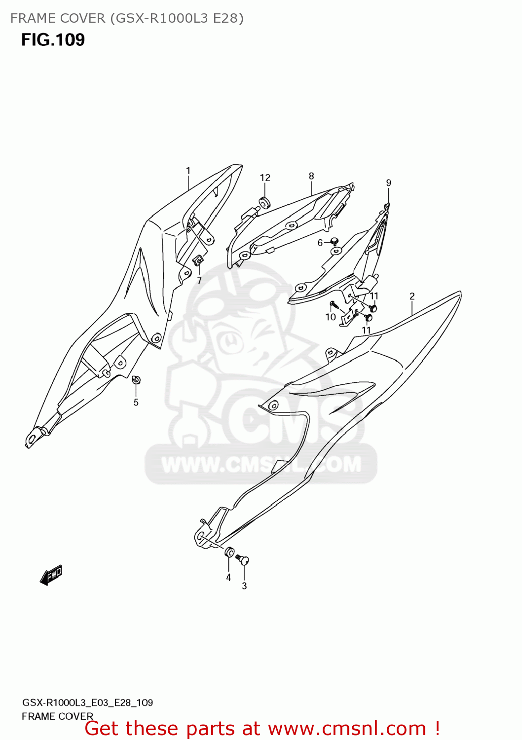 FRAME COVER (GSX-R1000L3 E28) GSXR1000 2013 (L3) USA (E03)