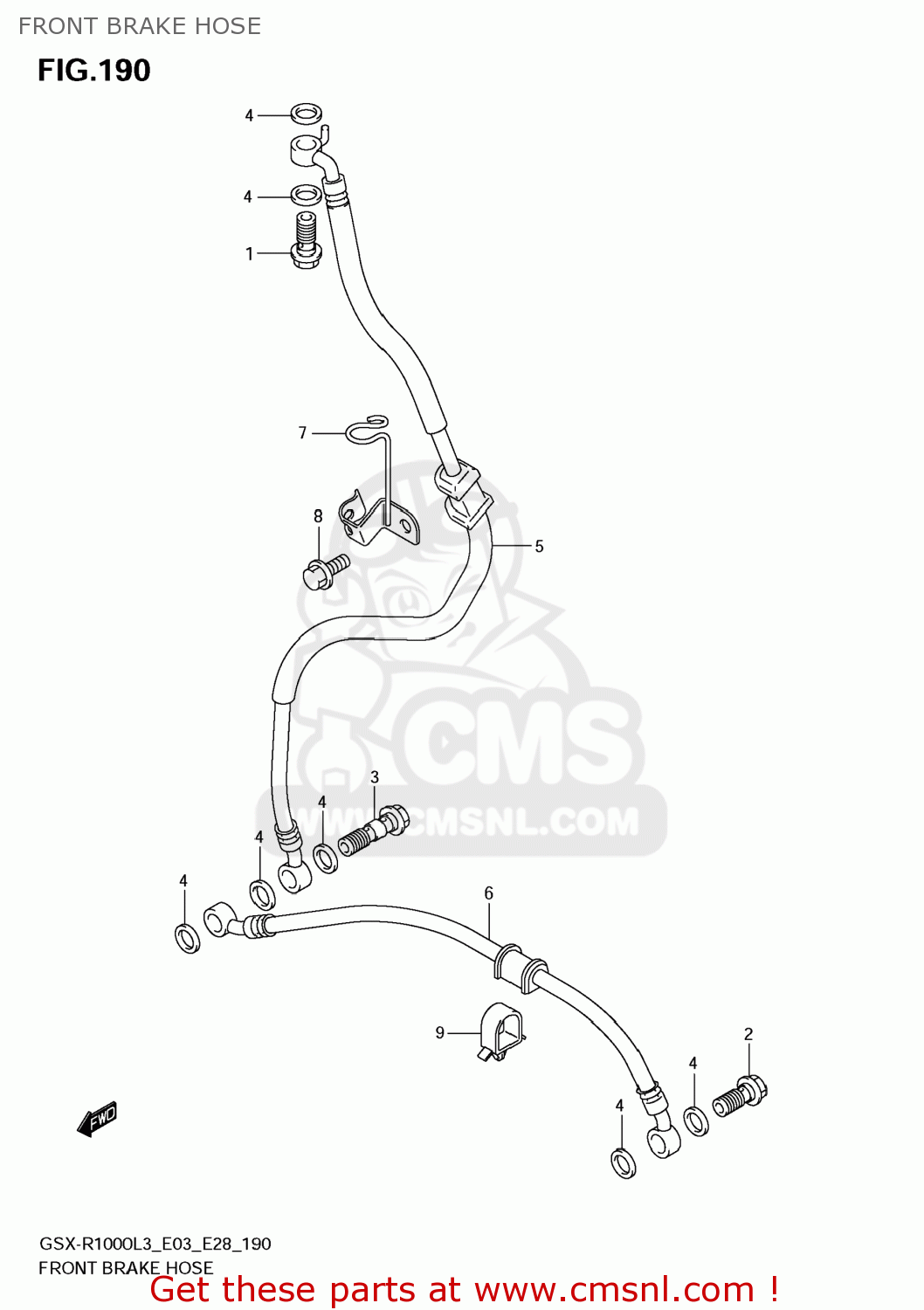 FRONT BRAKE HOSE GSXR1000 2013 (L3) USA (E03)