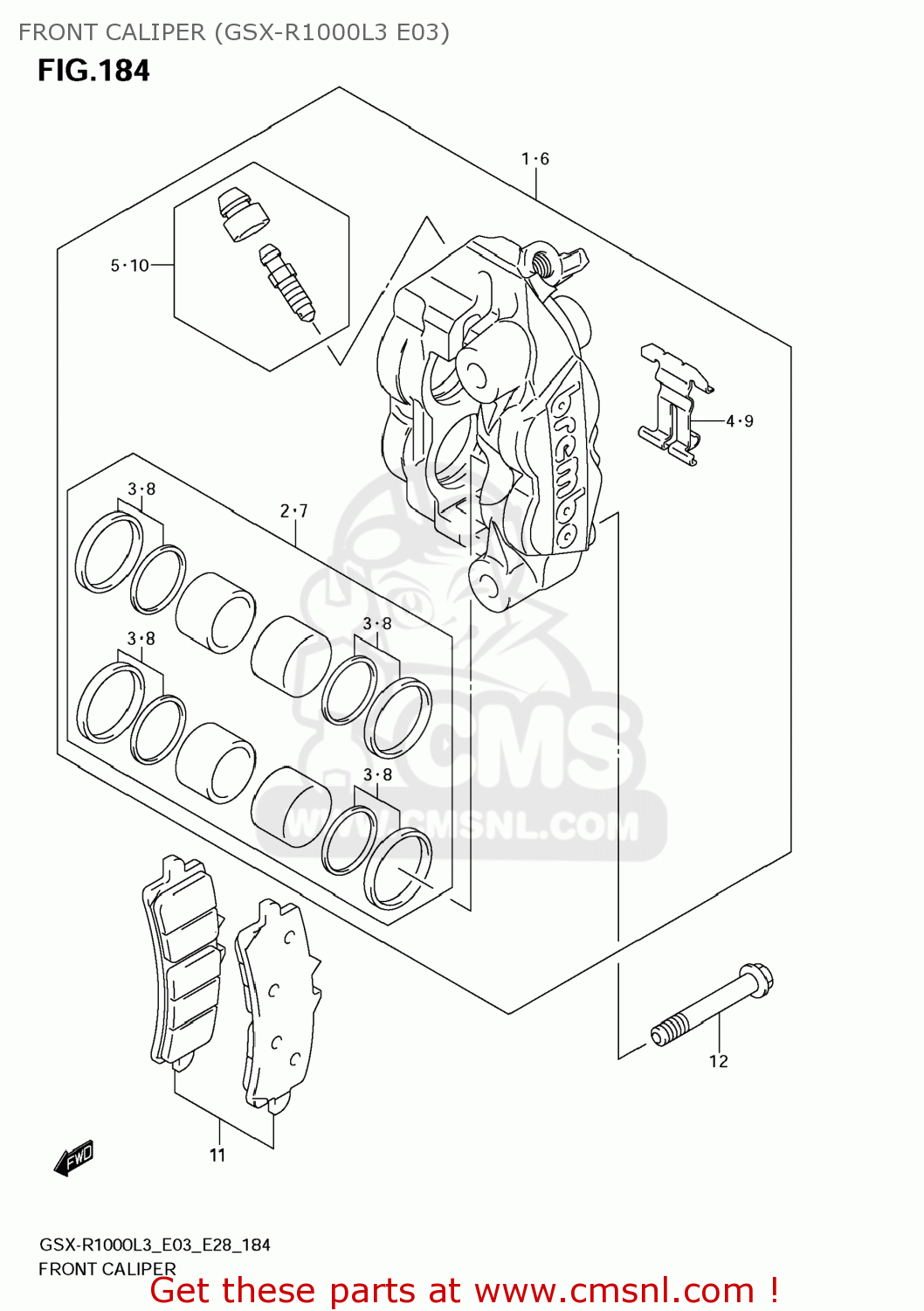 FRONT CALIPER (GSX-R1000L3 E03) GSXR1000 2013 (L3) USA (E03)