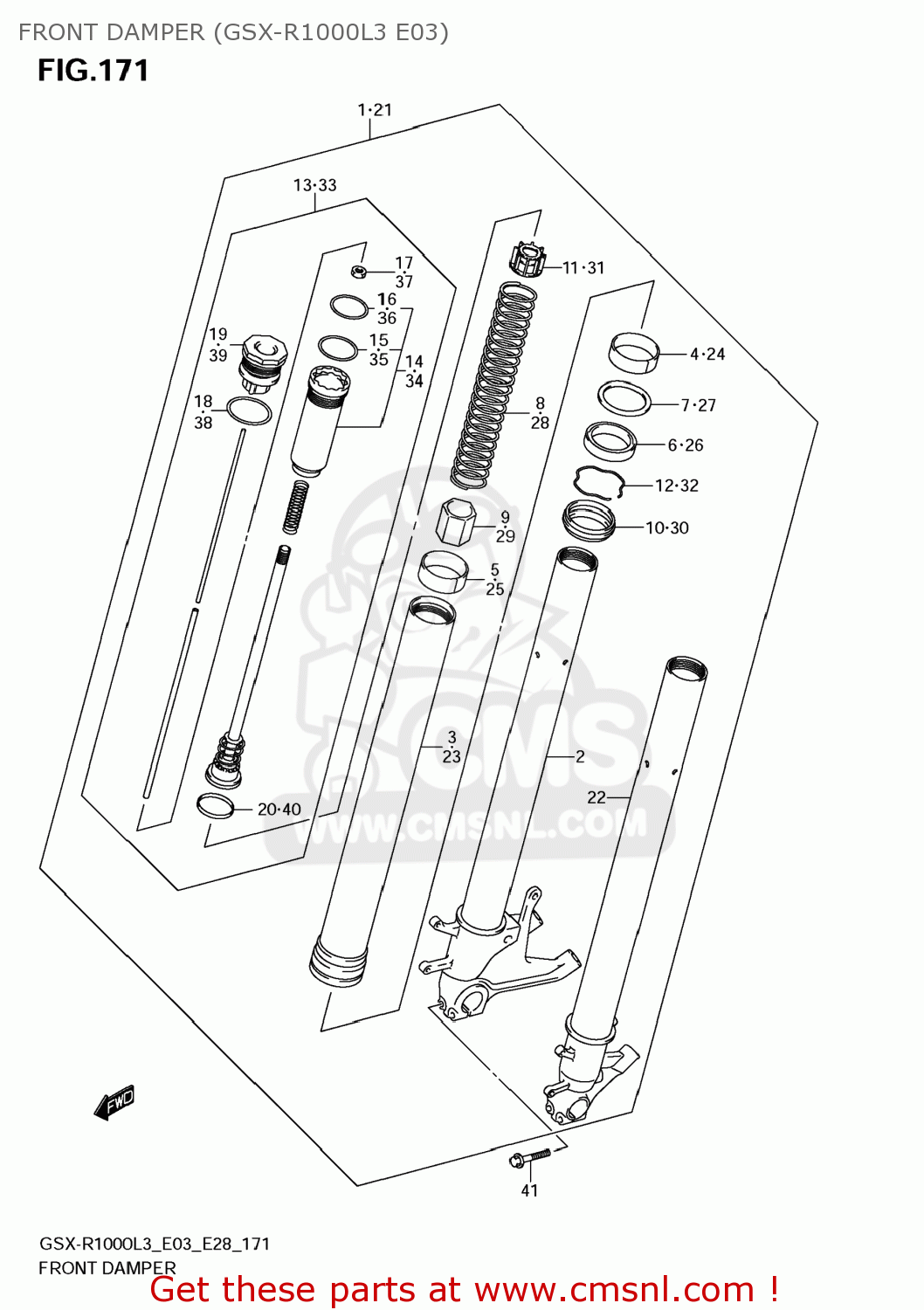 FRONT DAMPER (GSX-R1000L3 E03) GSXR1000 2013 (L3) USA (E03)