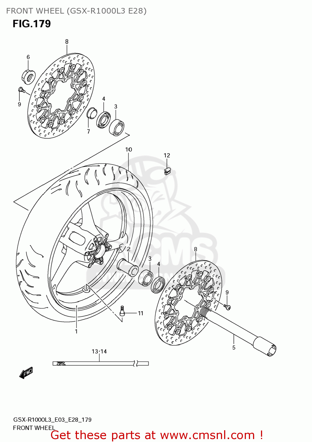 FRONT WHEEL (GSX-R1000L3 E28) GSXR1000 2013 (L3) USA (E03)