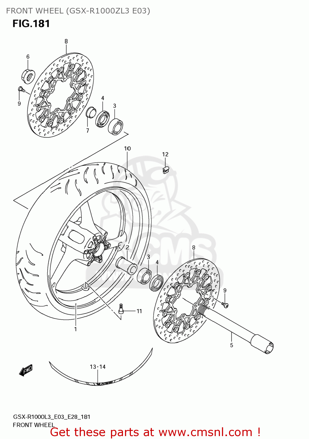 FRONT WHEEL (GSX-R1000ZL3 E03) GSXR1000 2013 (L3) USA (E03)