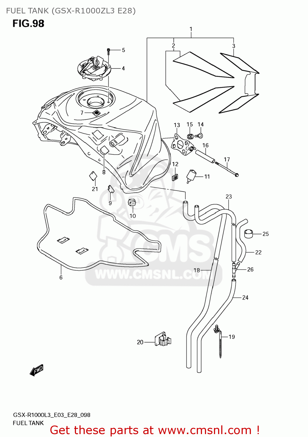 FUEL TANK (GSX-R1000ZL3 E28) GSXR1000 2013 (L3) USA (E03)