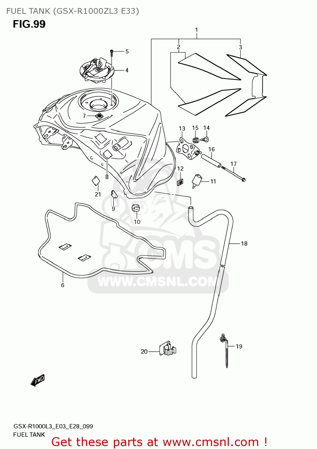 FUEL TANK (GSX-R1000ZL3 E33) GSXR1000 2013 (L3) USA (E03)