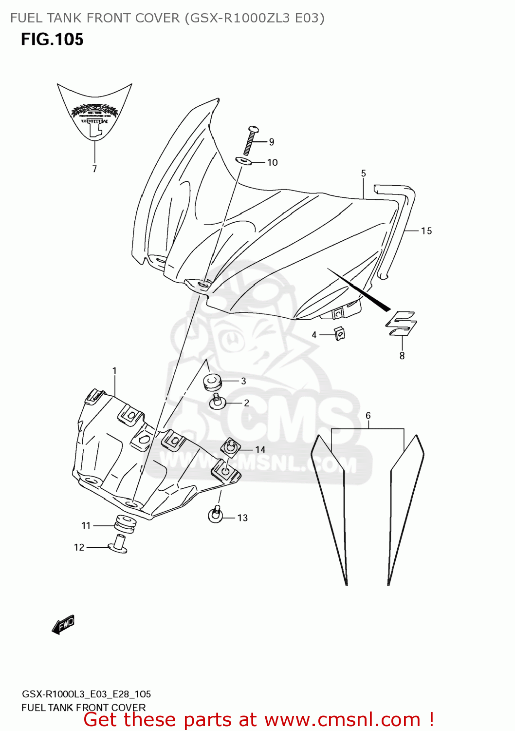 FUEL TANK FRONT COVER (GSX-R1000ZL3 E03) GSXR1000 2013 (L3) USA (E03)