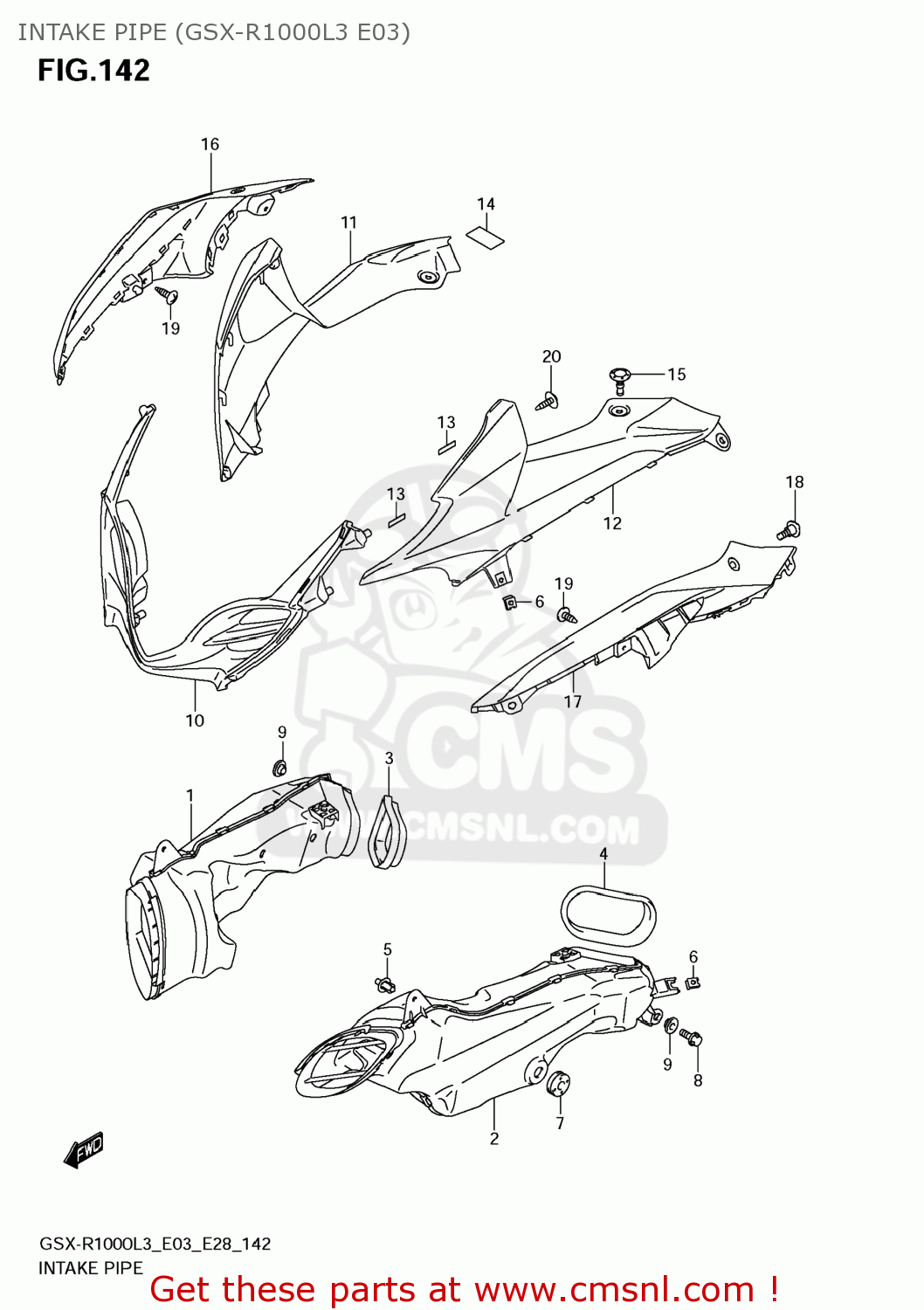 INTAKE PIPE (GSX-R1000L3 E03) GSXR1000 2013 (L3) USA (E03)